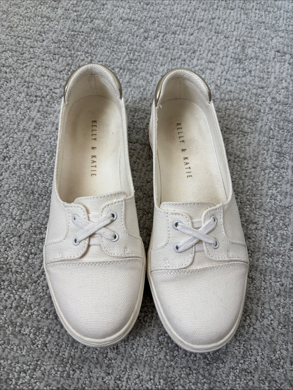 Kelly & Katie White Canvas Slip On Boat Shoes Size 7